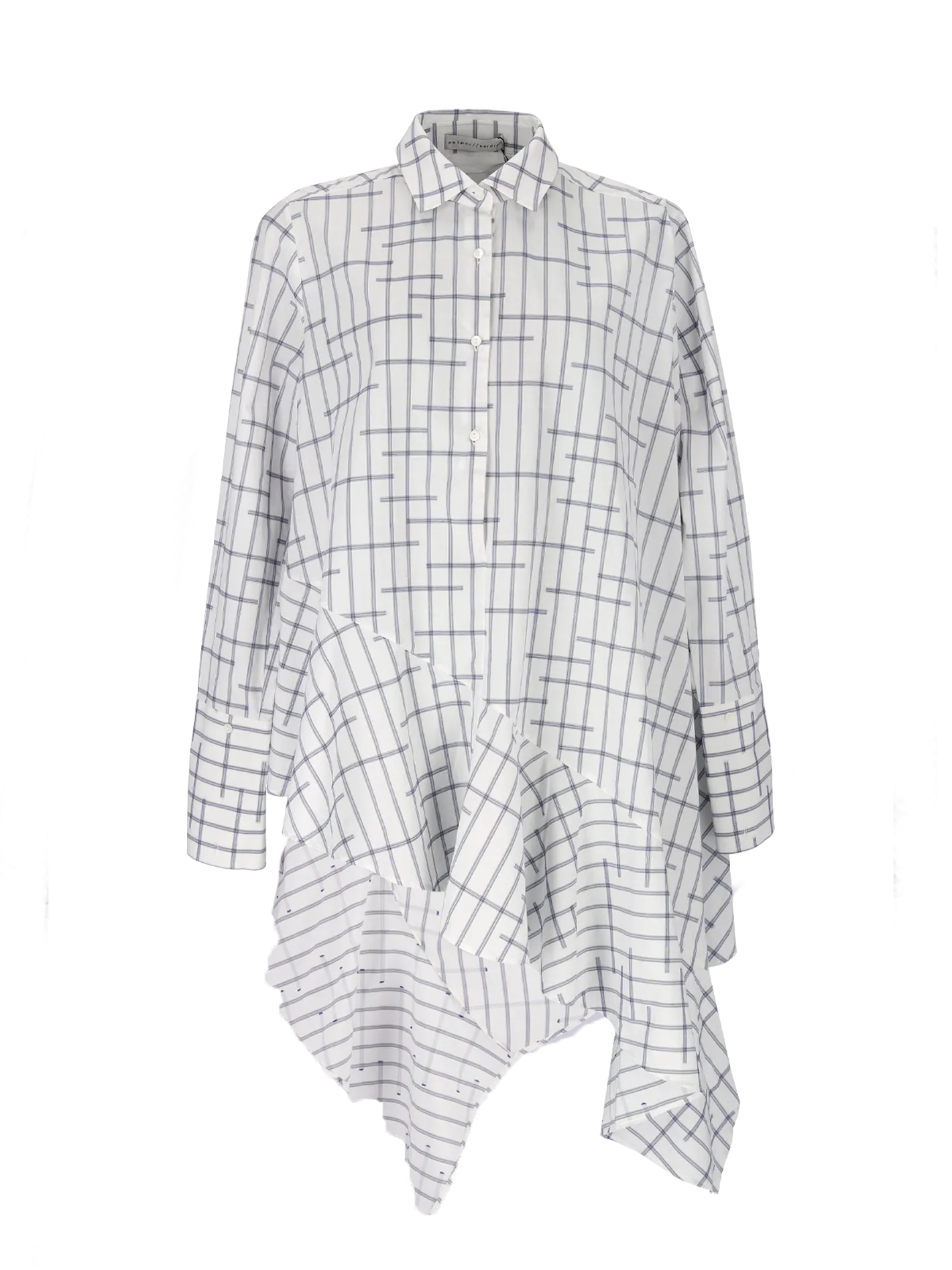 asymmetric fluted cotton-poplin shirt