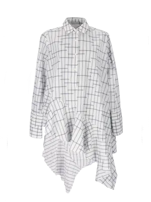 asymmetric fluted cotton-poplin shirt