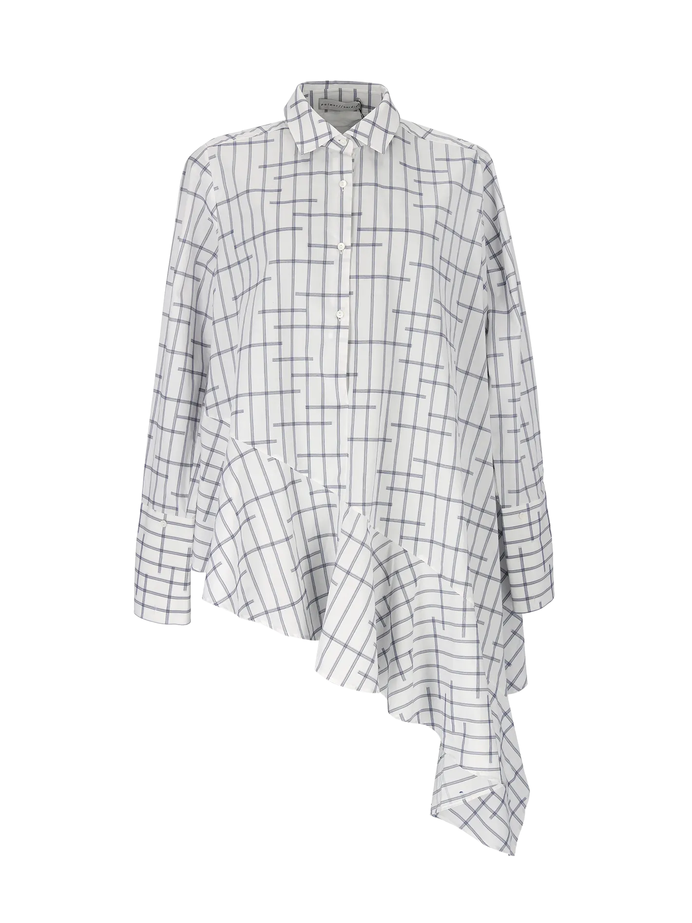 asymmetric fluted cotton-poplin shirt