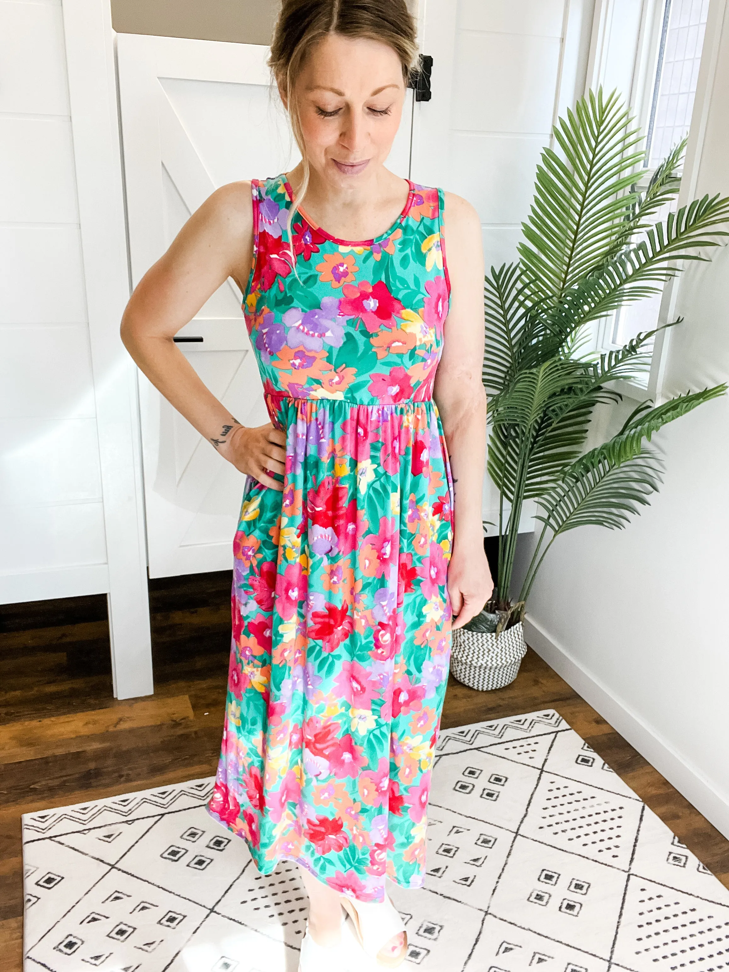 Beaches Floral Maxi Dress - Emerald