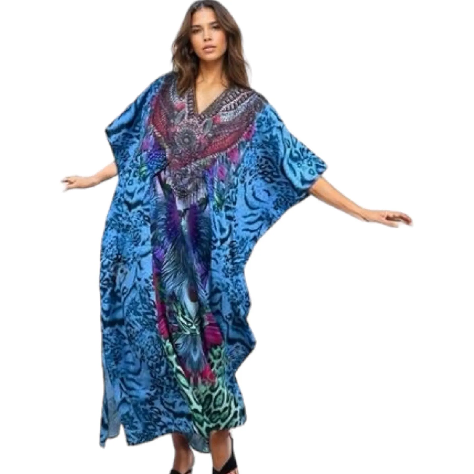 Chic Mia Animal Print Kaftan Dress – Lightweight & Stylish