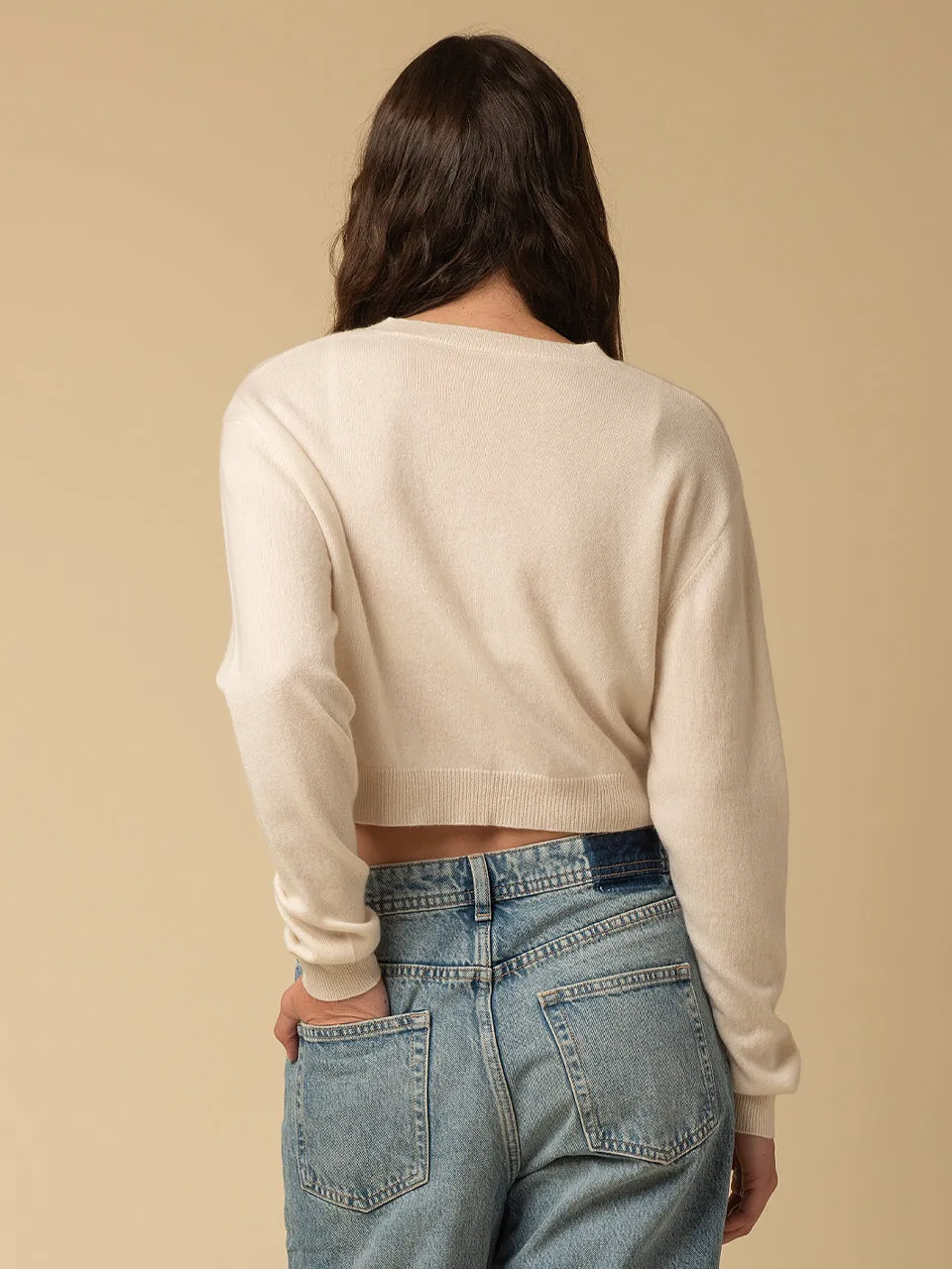 Crop Long Sleeve Sweater_White