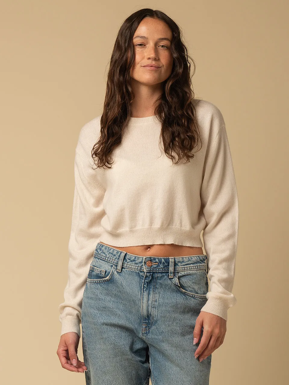 Crop Long Sleeve Sweater_White