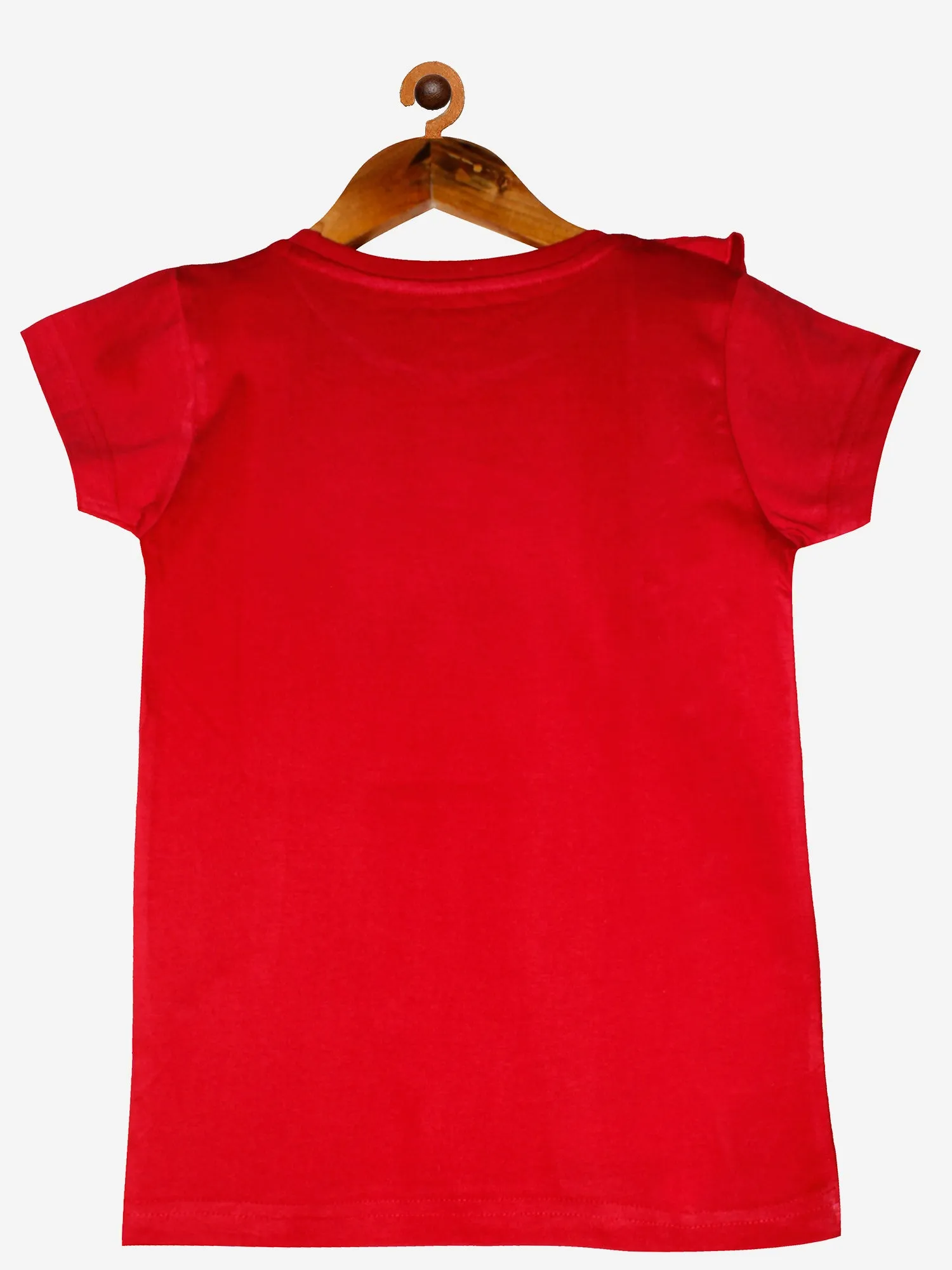 Girls Cotton T-Shirt with print and side frill