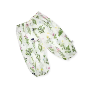 Handprinted  Organic Voile Pants - Swedish Flora