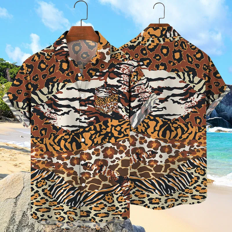 Hawaiian Beach 3D Leopard Print Shirt