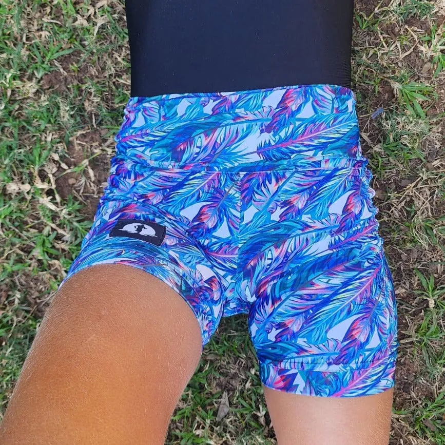 Kids High Waist Funky Pants - Feathers