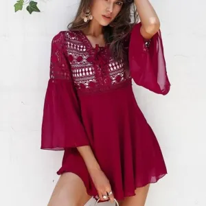 Lace Hollow Out Tunic Knitted Summer Dress