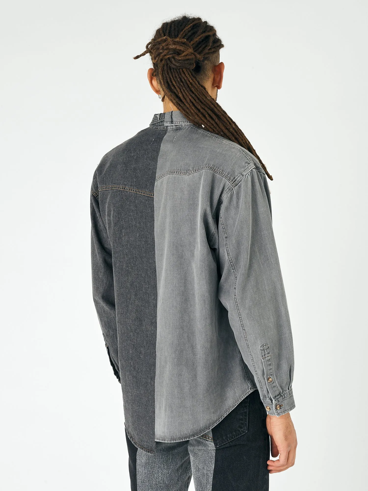 Men's Classic Denim Shirt Black Grey