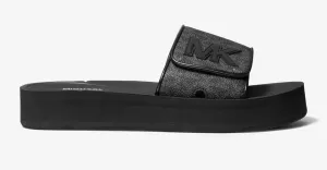 Michael Michael Kors Logo platform slide sandals, black