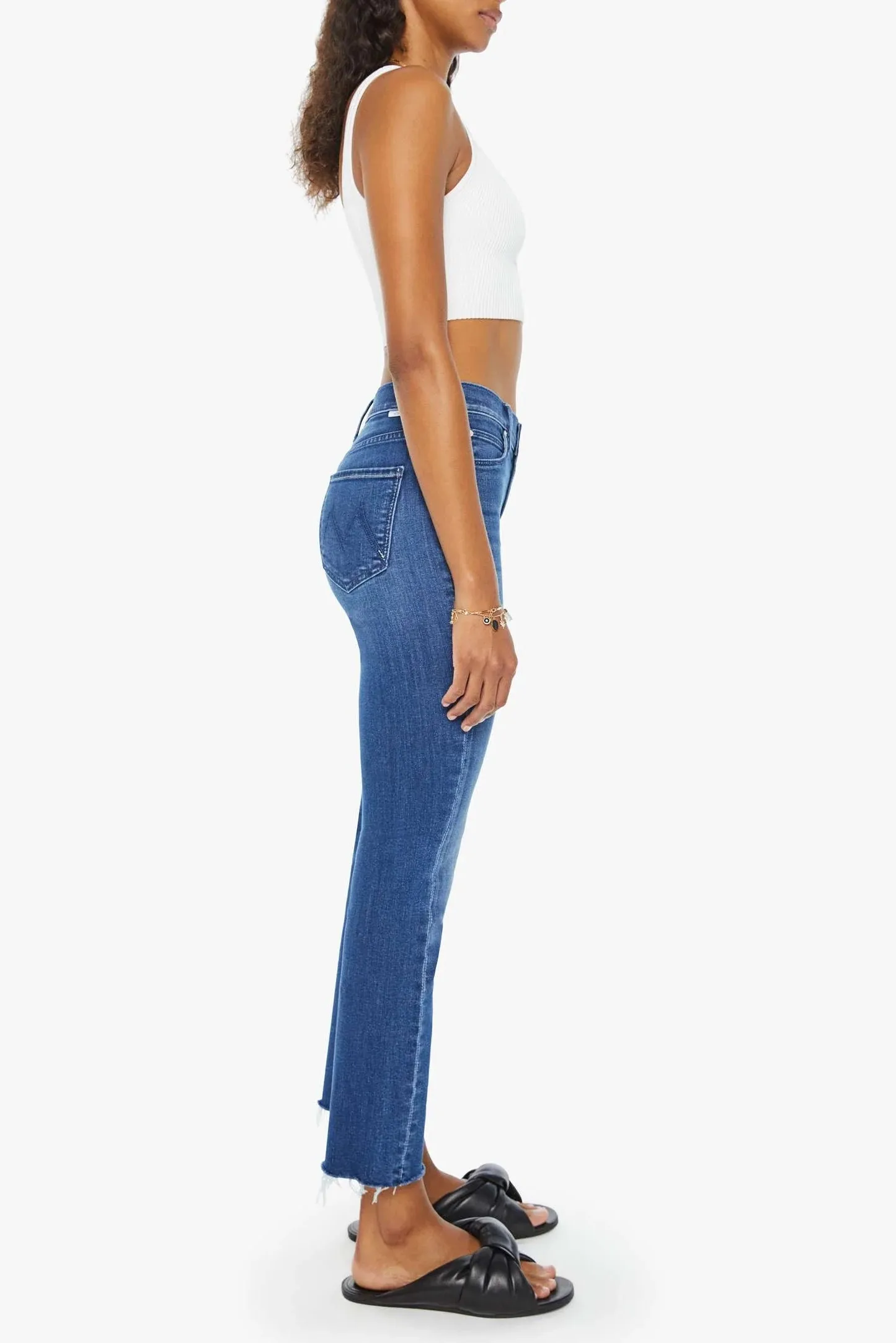 Mother Mid Rise Dazzler Ankle Fray Jeans