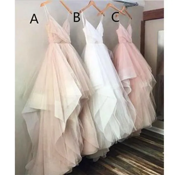 Spaghetti Chic Tulle Floor Length  Prom Dresses Evening Dresses PG518