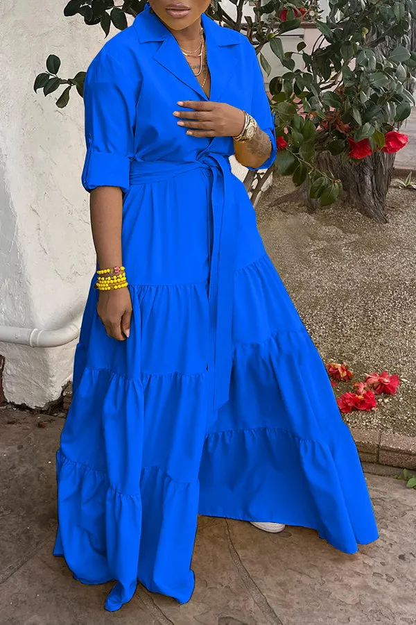 Sunshine Ruffle Hem Maxi Dress (with belt)