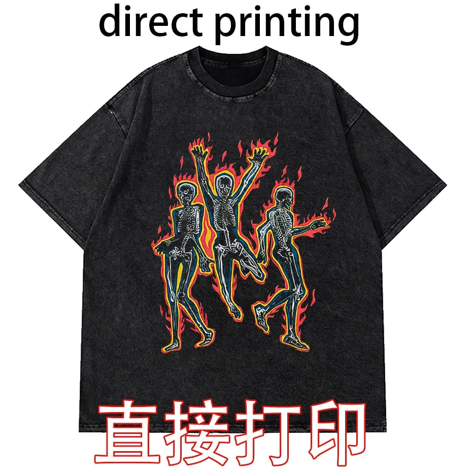 Vintage Washed Tshirts Anime T Shirt  direct printing